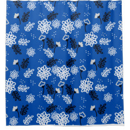 Blue leaves romantic garden duschvorhang