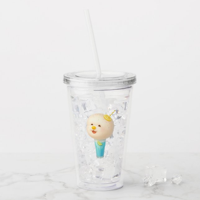 Blue Lemon Float: Smiling Bichon Cotton Candy Acryltrinkbecher (Vorderseite Ice)