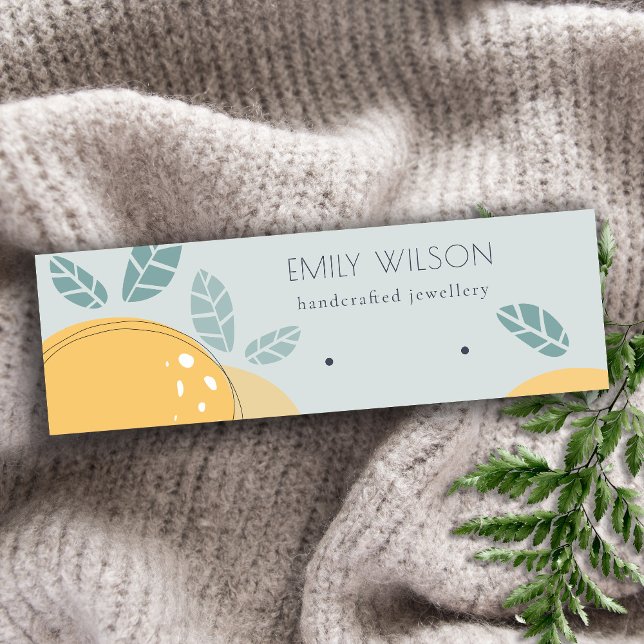 Blue Lemon Fruit Bold Abstrakt Earring Display Mini Visitenkarte (Von Creator hochgeladen)