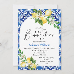 Blue Lemon Tile Bridal Dusche Einladung