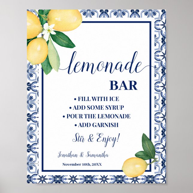 Blue Lemons Mediterranean Lemonade Bar  Poster (Vorne)