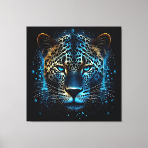 Blue Leopard AI Art Leinwanddruck