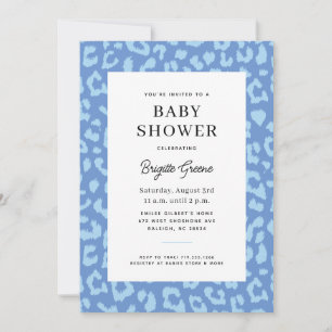 Blue Leopard Animal Print Baby Boy Dusche Einladung