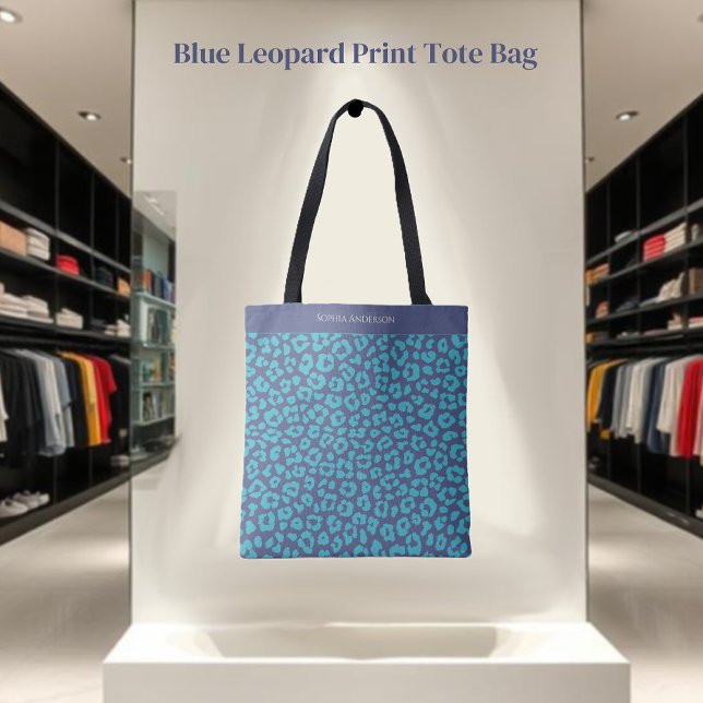 Blue Leopard Print (Blue Leopard Print- Tote Bag )