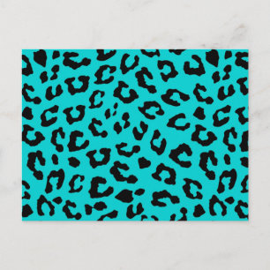 Blue Leopard Print Aqua Türkisfarbene schwarze Fle Postkarte