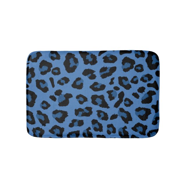 Blue Leopard Print Badematte (Vorderseite)