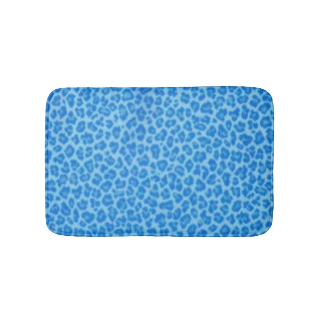 Blue Leopard Print Bath Mat Badematte (Vorderseite)