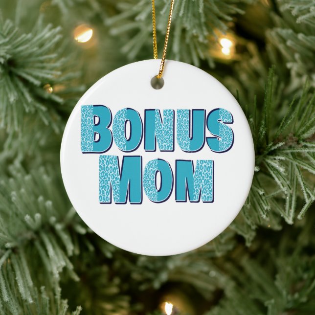 Blue Leopard Print Bonus Mama Keramik Ornament (Baum)