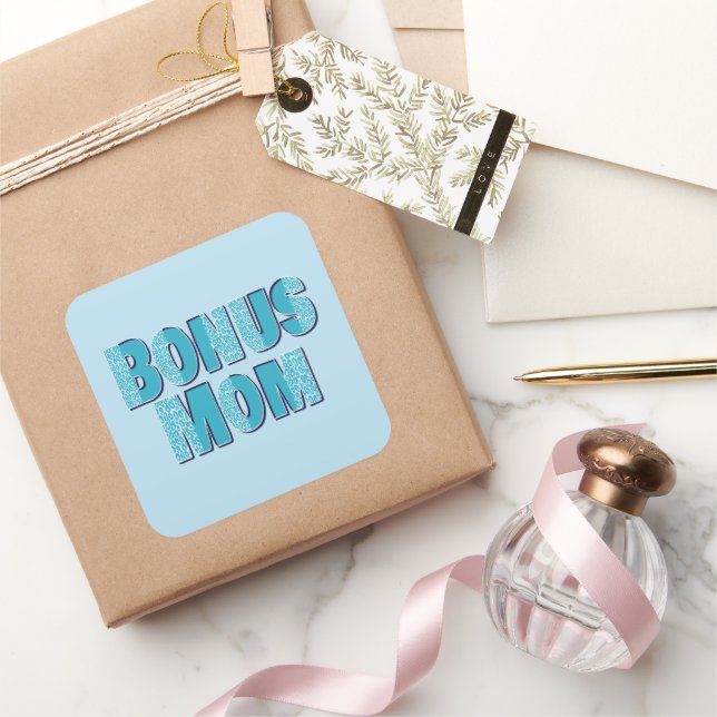 Blue Leopard Print Bonus Mama Quadratischer Aufkleber (Schenken)