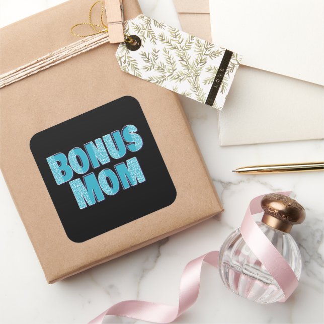Blue Leopard Print Bonus Mama Quadratischer Aufkleber (Schenken)