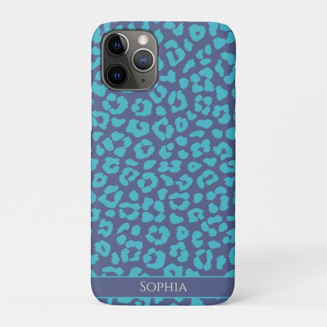 Blue Leopard Print Case-Mate iPhone Hülle (Rückseite)