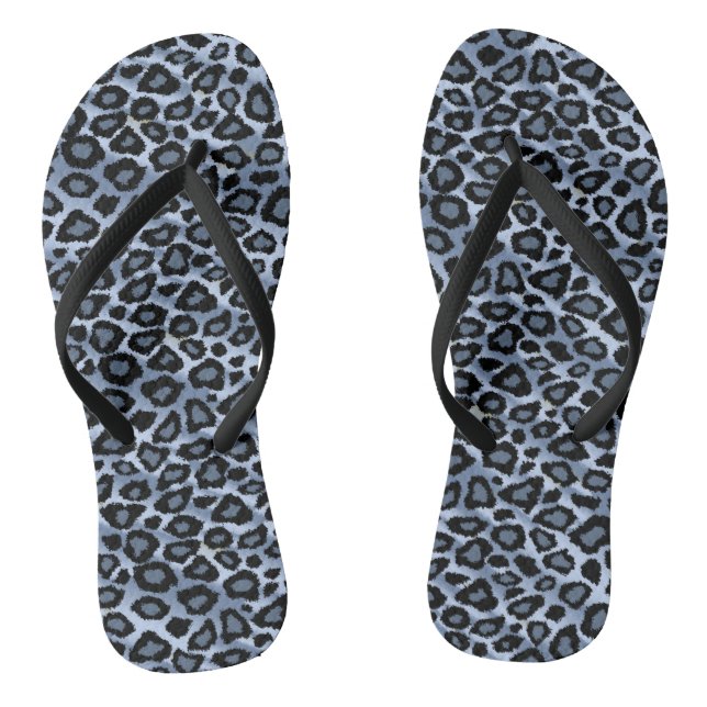Blue Leopard Print Flip Flops (Fußbett)