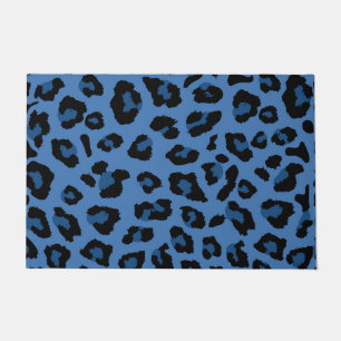 Blue Leopard Print Fußmatte
