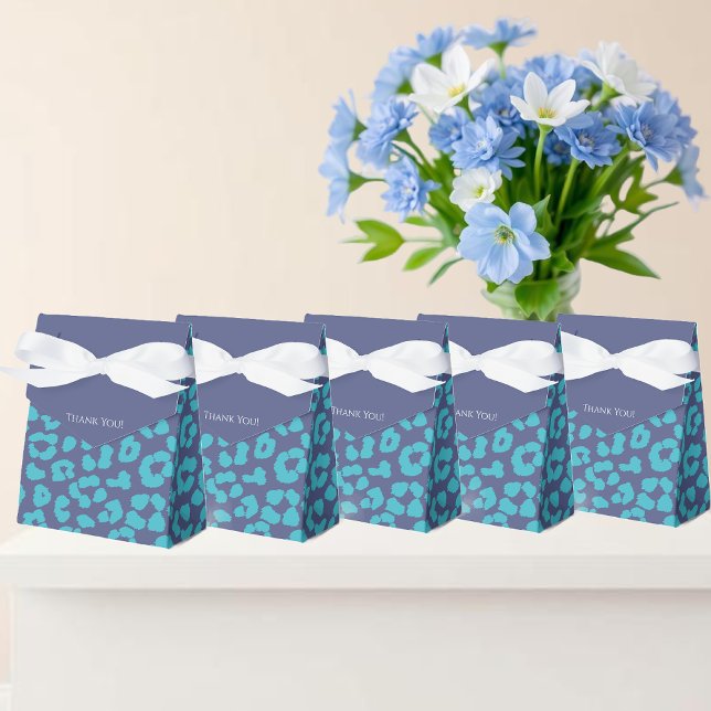 Blue Leopard Print Geschenkschachtel (Blue Leopard Print- Favor Boxes )