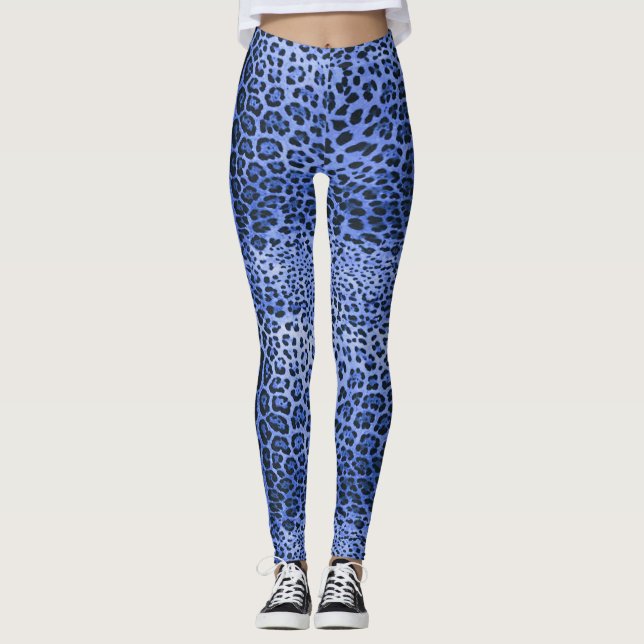 Blue Leopard Print Leggings (Vorderseite)