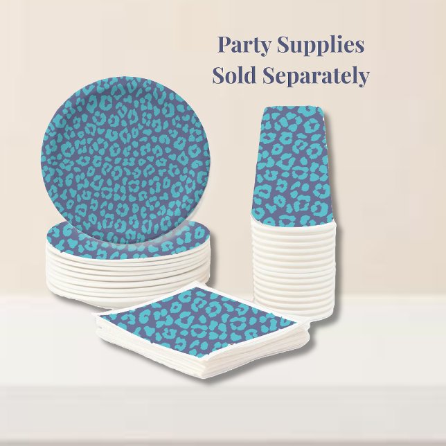 Blue Leopard Print Serviette (Blue Leopard Print-Party Supplies Plates napkins and cups)