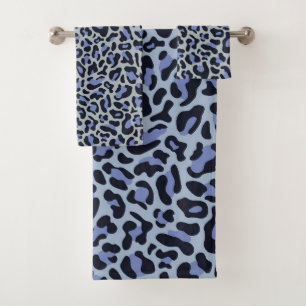 Blue Leopard Print Trendy Chic Bath Handtuch Set