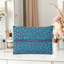 Blue Leopard Print Zubehörtasche