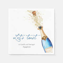 Blue Let's Toast Paare Engagement Party Serviette