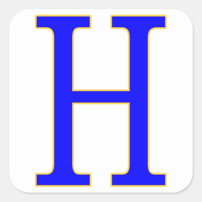 Blue Letter H-Aufkleber Quadratischer Aufkleber (Vorderseite)