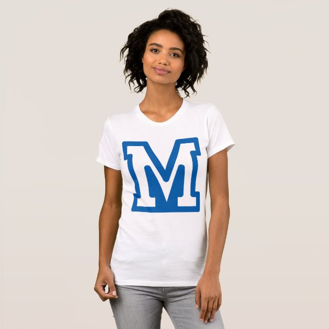 Blue Letter M Womens T - Shirt (Vorne ganz)