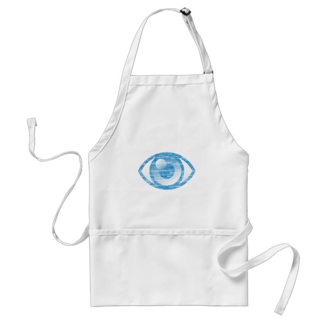 Blue Letterpress Style Eye-Con Schürze (Vorne)