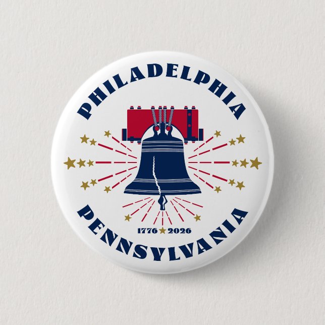 Blue Liberty Bell Philadelphia 1776 Schaltfläche Button (Vorderseite)