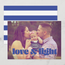 Blue Liebe and Light Single Foto Hanukkah Card