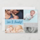 Blue Liebe & Dankfoto Collage Baby Shooter Dankeskarte (Vorderseite)
