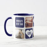 Blue Liebe Heart Foto World's Best Vater Tasse<br><div class="desc">Blue World ist die beste Papa-Tasse! Erstellen Sie das perfekte Geschenk für Ihren Papa, indem Sie diese hübsche individuelle Foto-Tasse mit fünf Fotos und fünf Quadraten mit Liebe Herz und maßgeschneiderten Text. Diese niedliche Tasse von Papa ist großartig für einen Vatertag, Geburtstag oder Urlaub. Überraschen Sie Ihren Vater mit einem...</div>