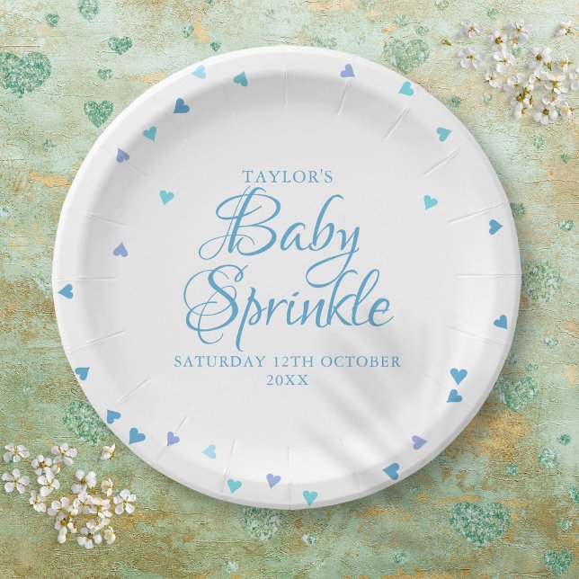 Blue Liebe Hearts Baby Boy Sprinkle Dusche Pappteller (Blue Love Hearts Baby Boy Sprinkle Shower Paper Plates)