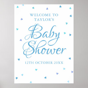 Blue Liebe Hört Babydusche Begrüßungszeichen Poster