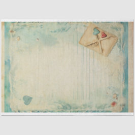 Blue Liebe Letter Vintag Ephemera No1 Seidenpapier