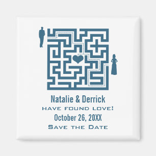Blue Liebe Maze Save the Date Magnet