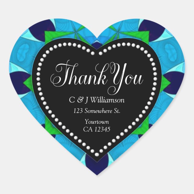 Blue Liebe Vielen Dank Herz-Aufkleber (Vorderseite)