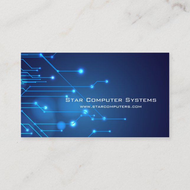 Blue Light Circuits2 Computer Repair Business Card Visitenkarte (Vorderseite)
