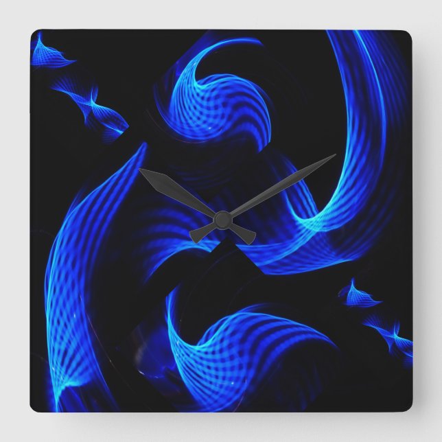 Blue Light Extravaganzanza Wall Clock Quadratische Wanduhr (Vorderseite)