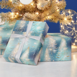 Blue Light Trees Moderne Weihnachten Geschenkpapier