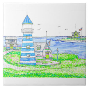 Blue Lighthouse Keramik Tile Fliese