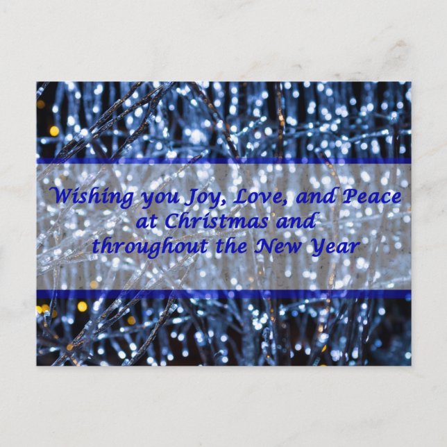 Blue Lights Abstrakt Text Weihnachtskarte Postkarte (Vorderseite)