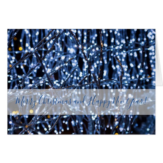 Blue Lights Abstrakte Weihnachtskarte (Vorderseite (Horizontal))