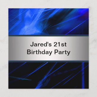 Blue Lights Mans 21. Geburtstag Party Einladung