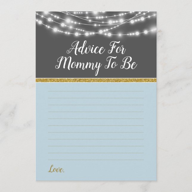 Blue Lights Ratschläge für Mommy Shower Game Gold  Hinweiskarte (Vorderseite)