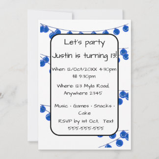 Blue Lights Teen Boy Customisable Birthday Invitat Einladung