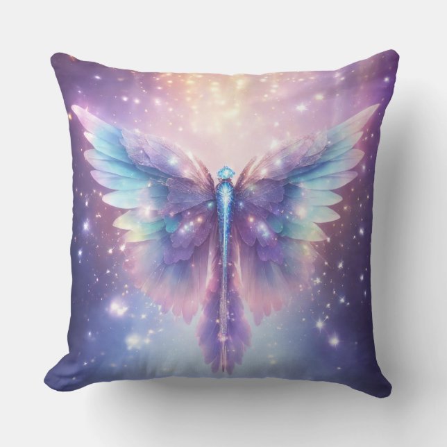 Blue Lila Angel Wings Design Kissen (Vorderseite)