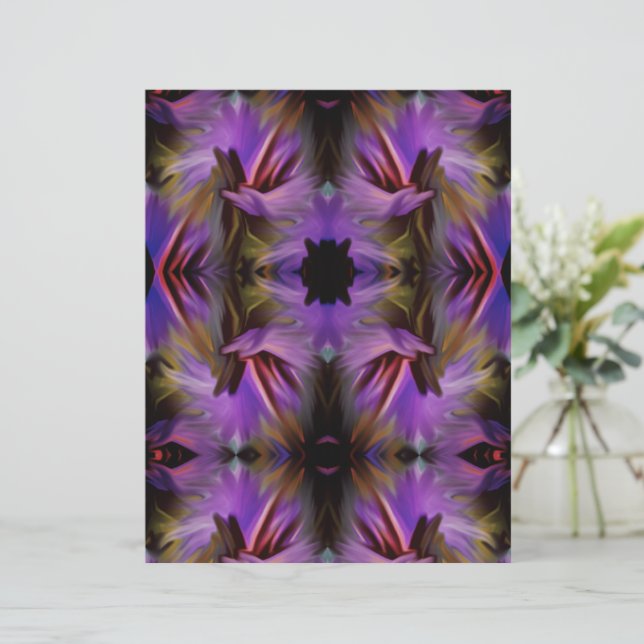 Blue Lila Brush Wirbel Abstrakt Scrapbook Paper (Stehend Vorderseite)