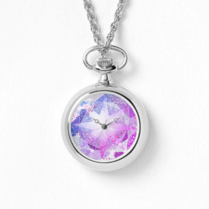 Blue Lila Compass Gemstone Kristall Look Armbanduhr