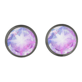 Blue Lila Compass Gemstone Kristall Look Manschettenknöpfe Bronze