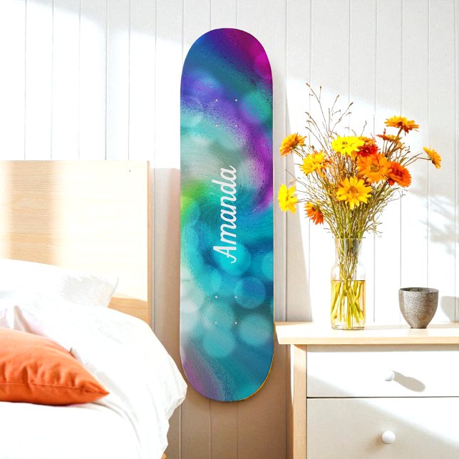 Blue Lila Fantasy Glitzern Skateboard (Von Creator hochgeladen)