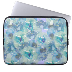 Blue Lila Floral Laptop Sleeve